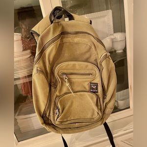 Roxy Backpack! Large Brown Canvas backpack.